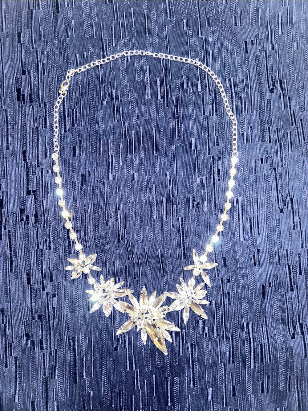 Crystal Floral Statement Necklace - Silver